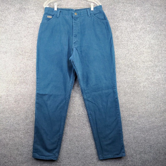 Wrangler Men's Denim Jeans Solid Blue 32x31 5-Pocket 100% Cotton - Picture 2 of 13